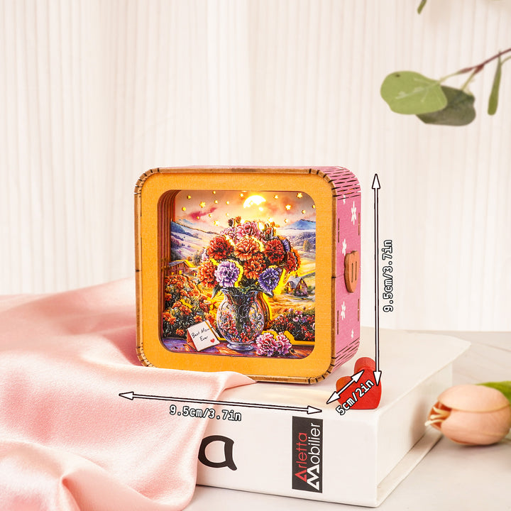 Colorful 3D wooden puzzle night light featuring a flower vase design, perfect for gifts and home decor.