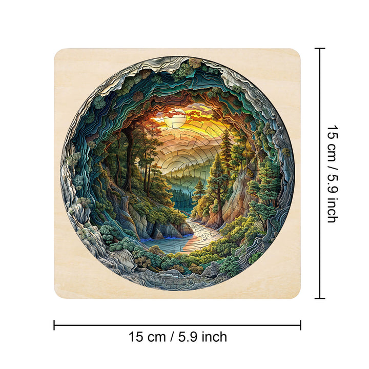 Maze Puzzles—Green Stream features a scenic forest landscape design, perfect for enhancing focus and puzzle-solving skills.
