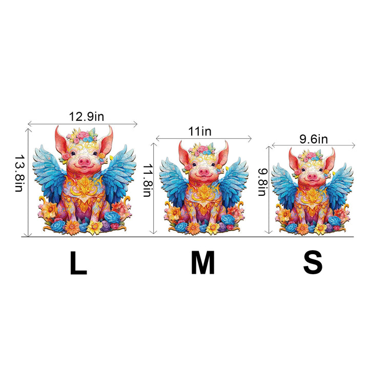 Angel Pig Wooden Jigsaw Puzzle
