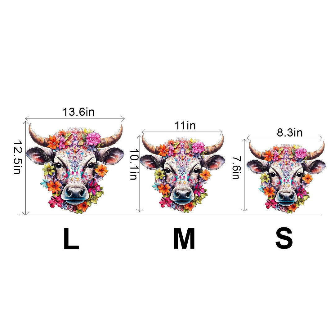 Flower and Cow Wooden Jigsaw Puzzle