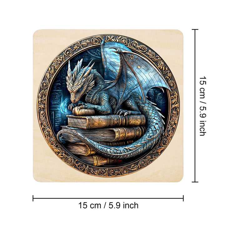 Maze Puzzles—Ancient protector featuring a dragon on books, ideal for enhancing focus and cognitive skills.