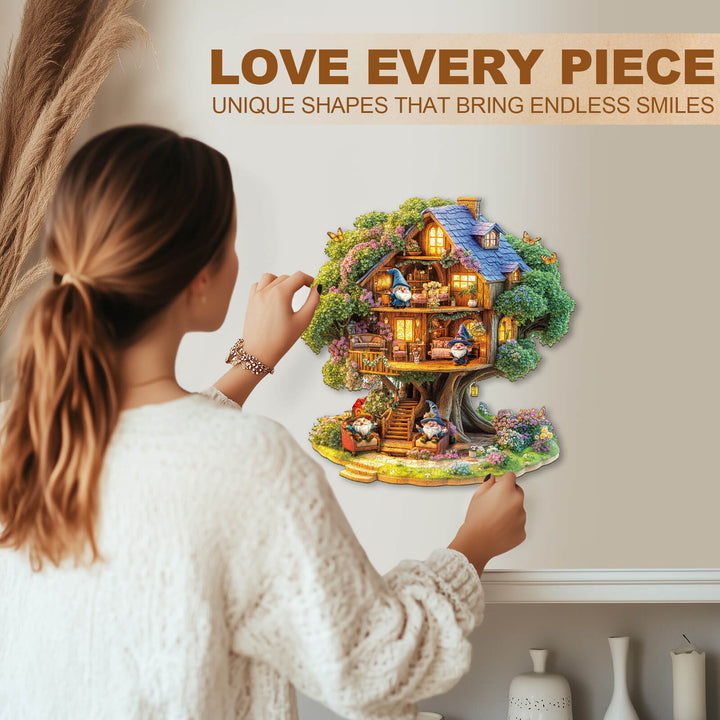 Elf Baumhaus Holzpuzzle