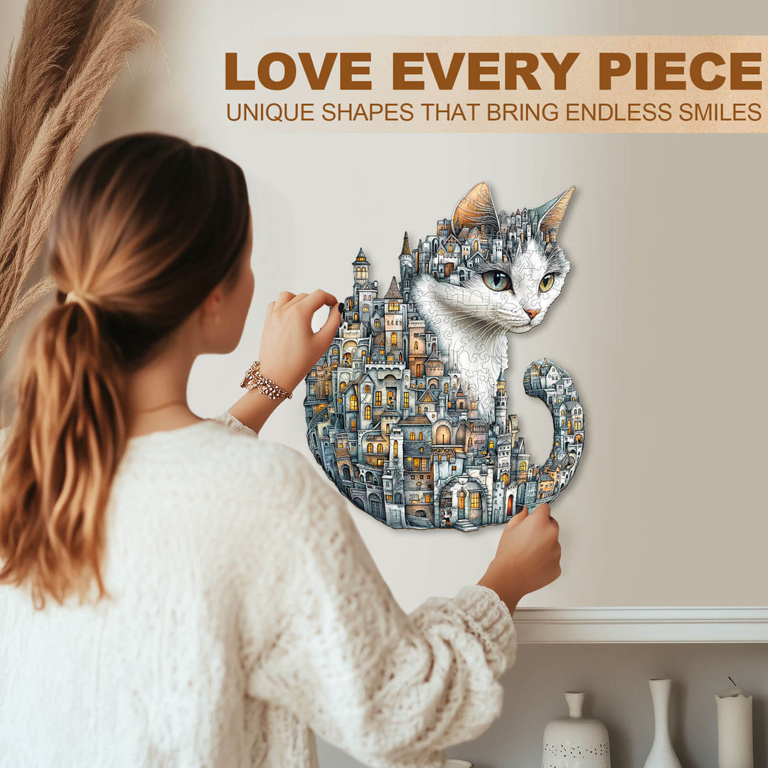 City of Cats Wooden Jigsaw Puzzle
