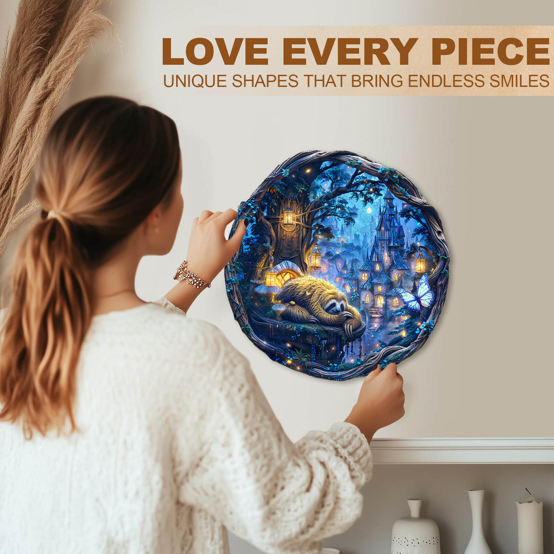 Schmetterling- und Faultier-Holzpuzzle