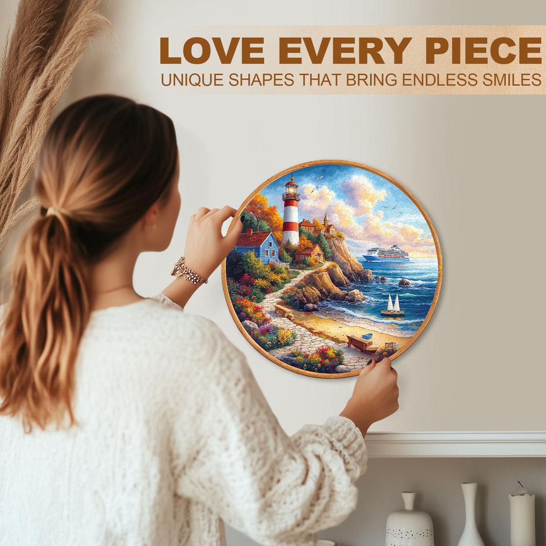 Lighthouse Cottage Wooden Jigsaw Puzzle