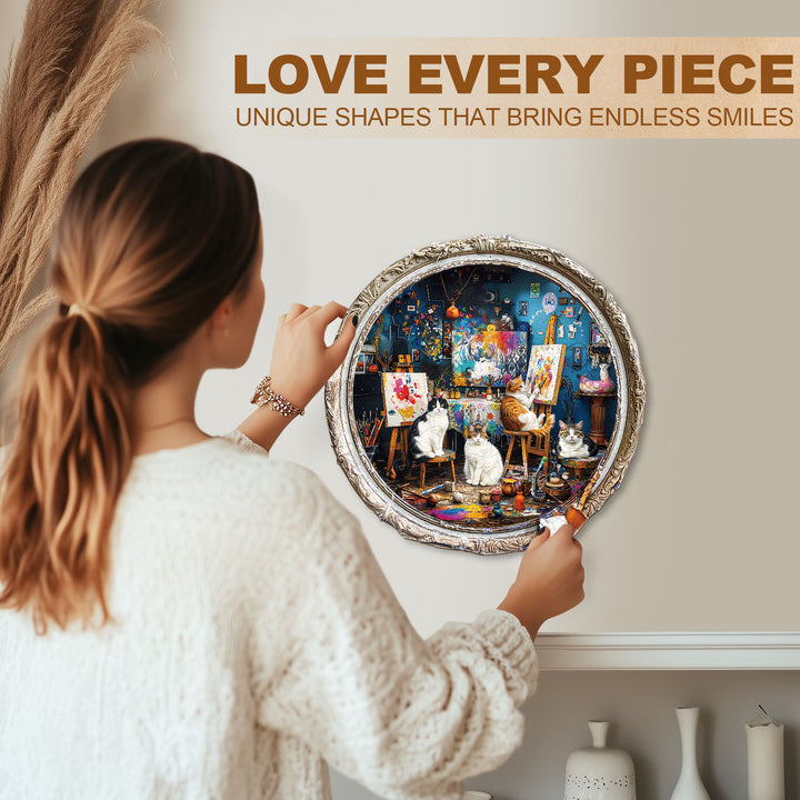 Cat Art Studio Wooden Jigsaw Puzzle