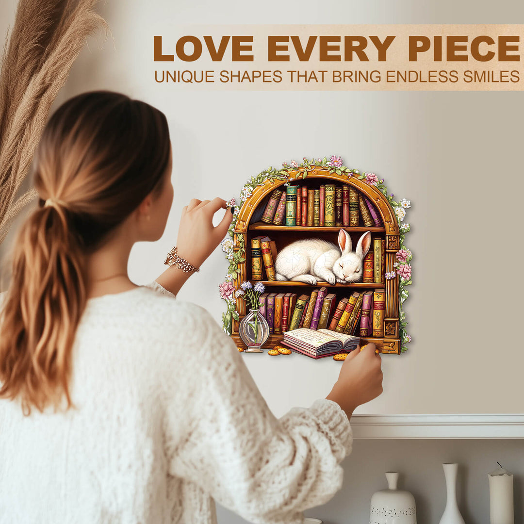 Sleep Library-Rabbit Wooden Jigsaw Puzzle