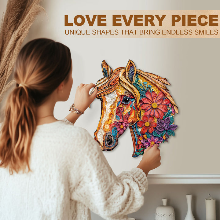 Floral Horse Wooden Jigsaw Puzzle