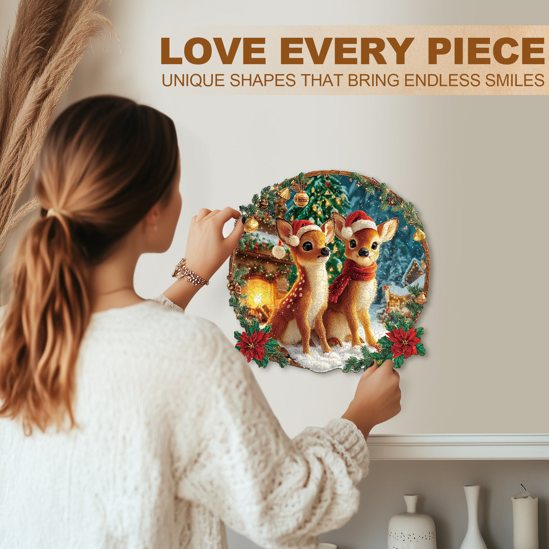 Christmas Deer Combination Wooden Jigsaw Puzzle