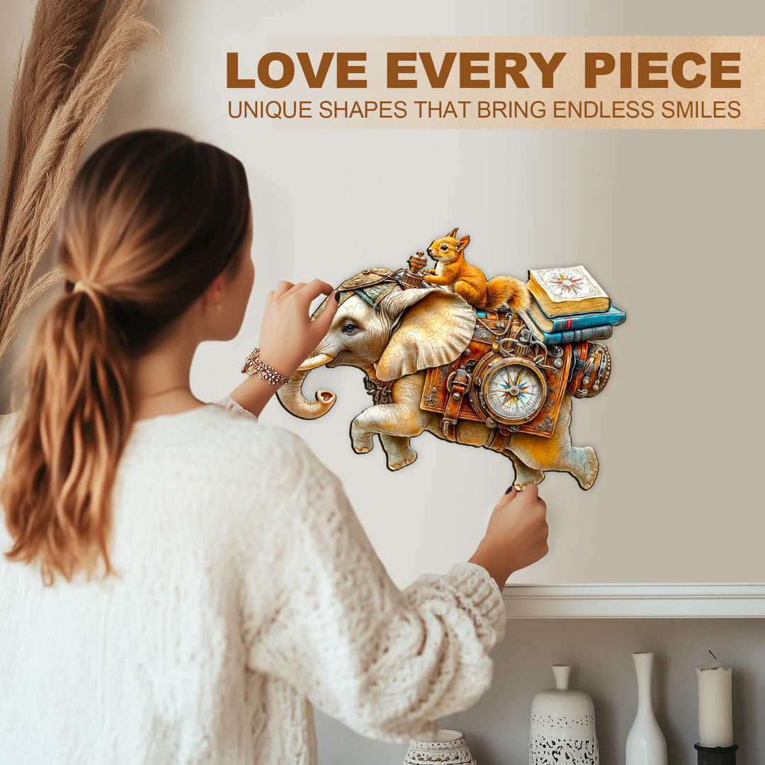 adventurous elephant-2 Wooden Jigsaw Puzzle