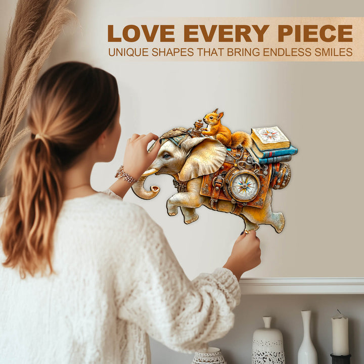 adventurous elephant-2 Wooden Jigsaw Puzzle