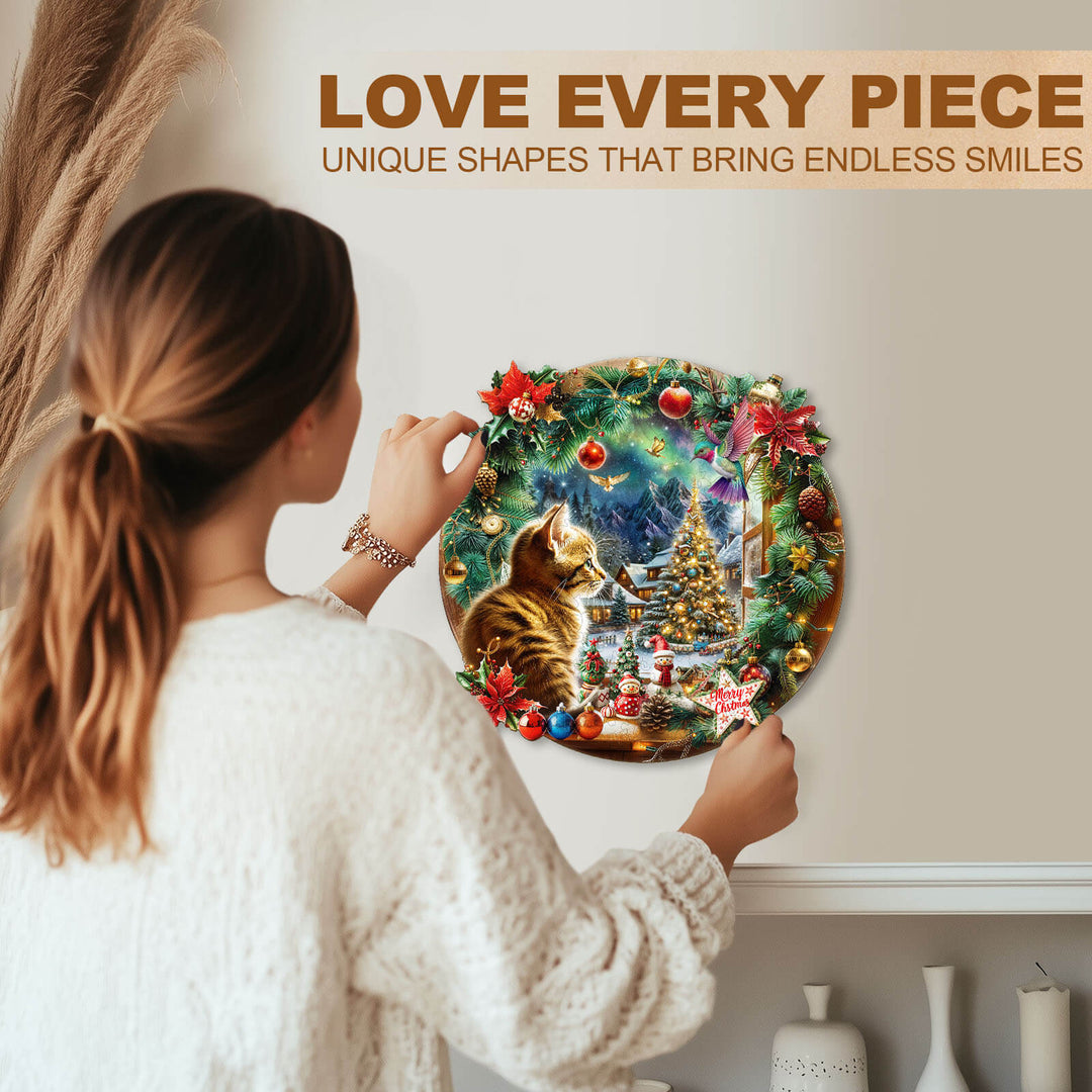 Christmas Is a Cat Wooden Jigsaw Puzzle