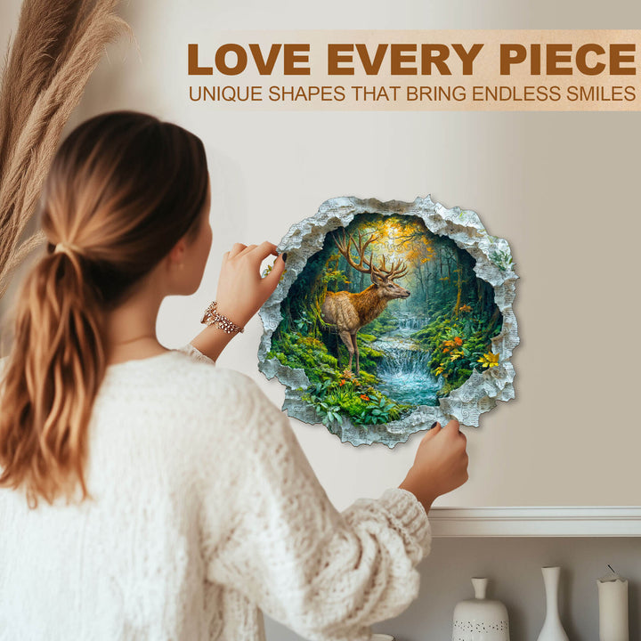 Hirsch und Wald Holz-Puzzle