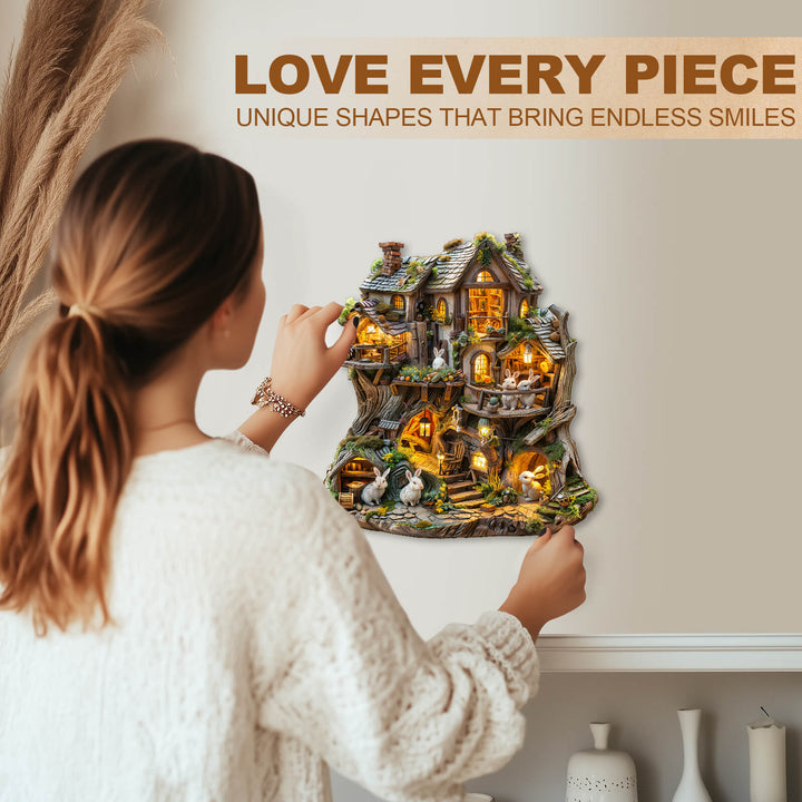 Rabbit's Tree House  Wooden Jigsaw Puzzle