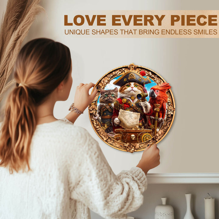 Pirate Cat Wooden Jigsaw Puzzle