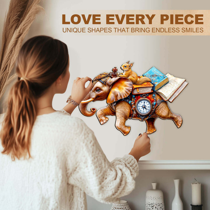 adventurous elephant-1 Wooden Jigsaw Puzzle