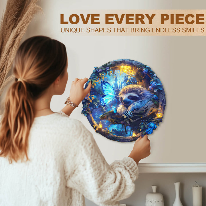 Butterfly and Sloth-2 Wooden Jigsaw Puzzle