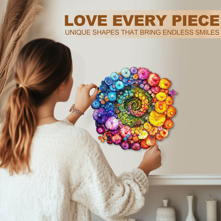 Rainbow vortex mushrooms Wooden Jigsaw Puzzle