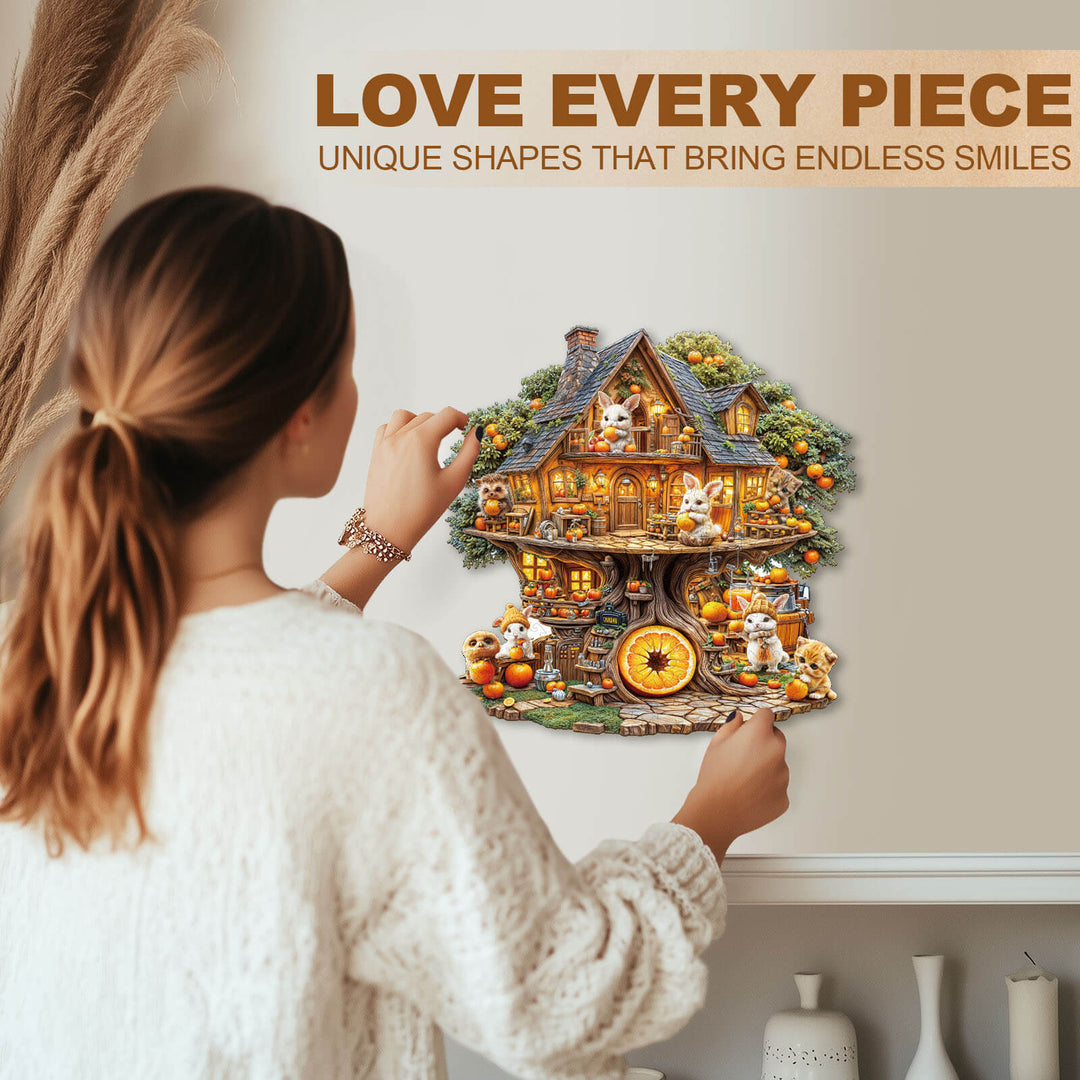 Orange party House Wooden Jigsaw Puzzle