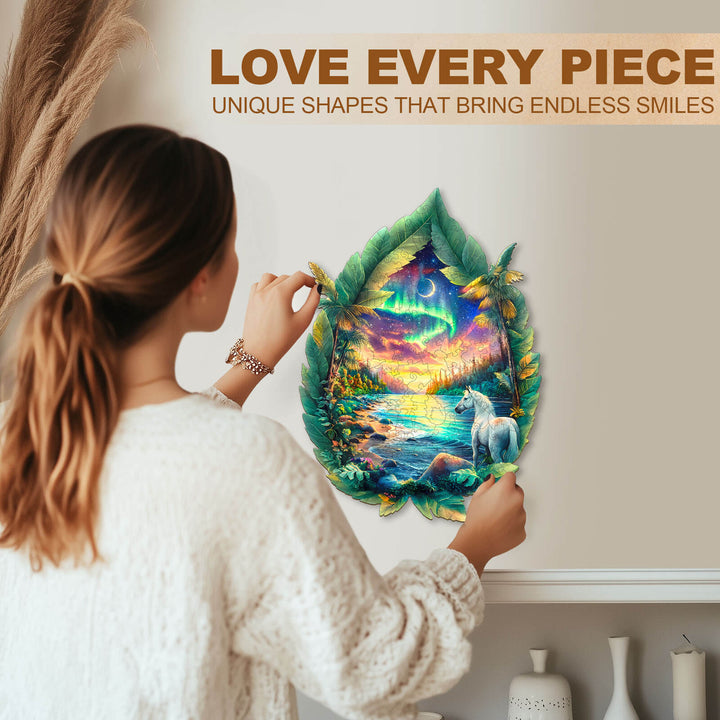 Aurora White Horse Wooden Jigsaw Puzzle