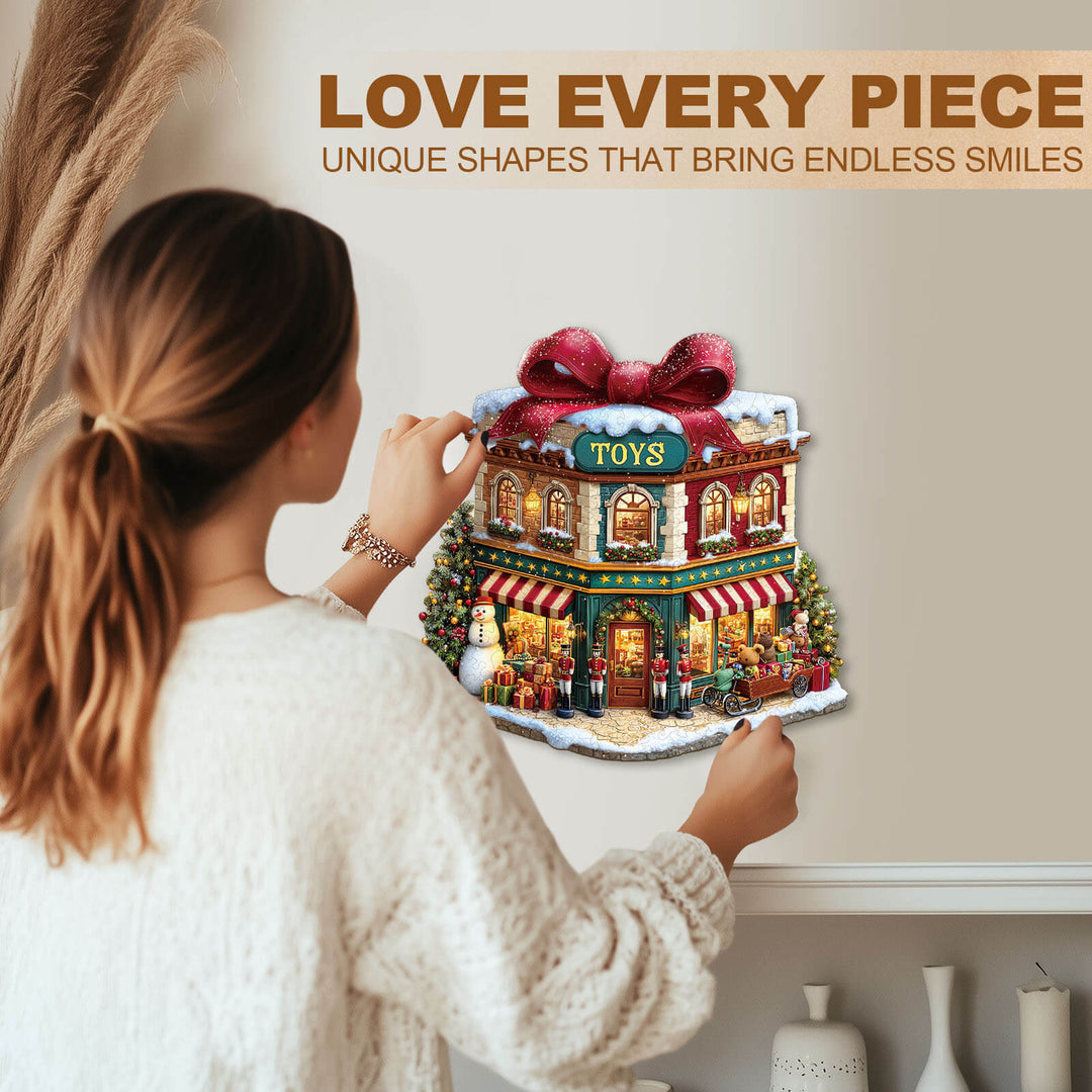 Christmas Toy Store Wooden Jigsaw Puzzle