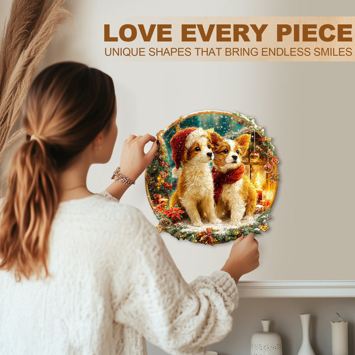Christmas Puppy Mix Wooden Jigsaw Puzzle