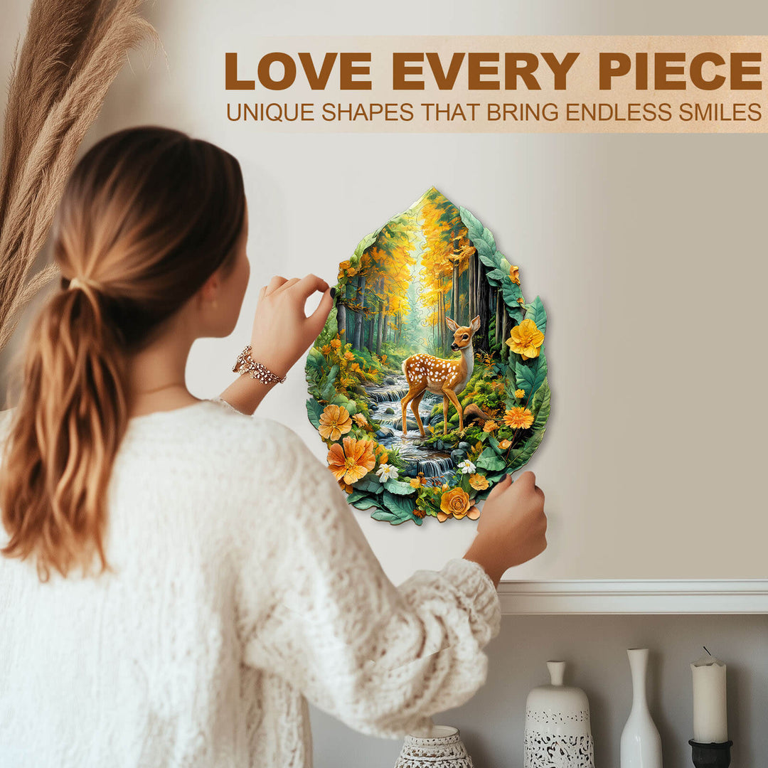 Leaf Forest deer Wooden Jigsaw Puzzle