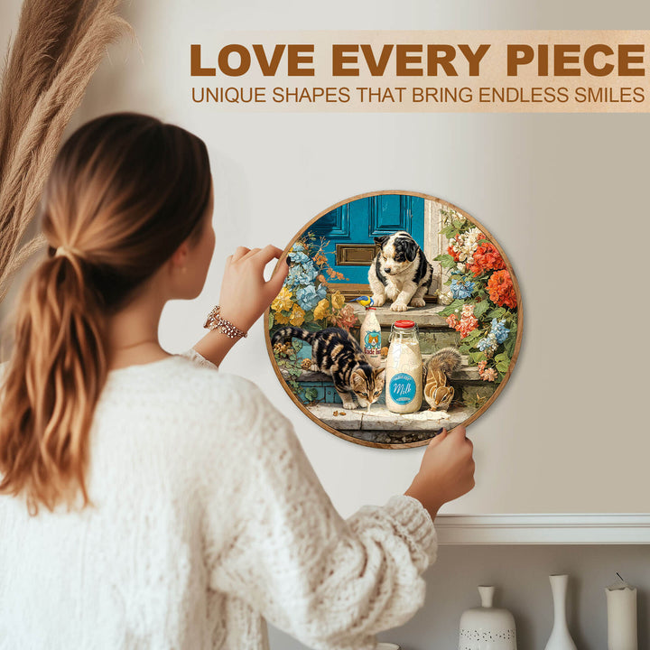 Animals drink milk time Wooden Jigsaw Puzzle