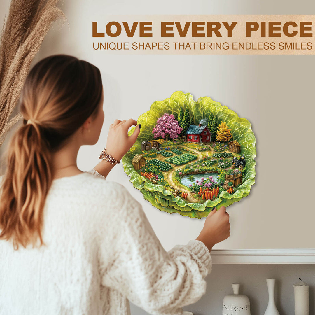 Lettuce Spring Farm Wooden Jigsaw Puzzle