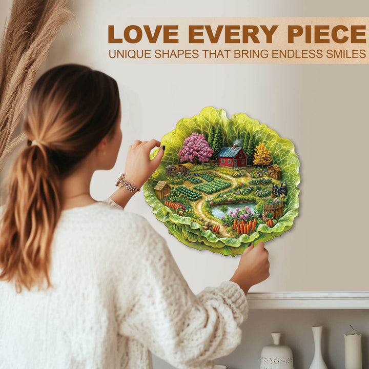 Lettuce Spring Farm Wooden Jigsaw Puzzle