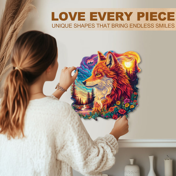 Colorful Star Wolf Wooden Jigsaw Puzzle