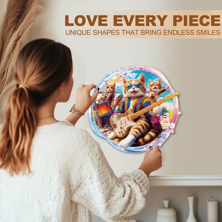 BEACHBAND CATS Wooden Jigsaw Puzzle