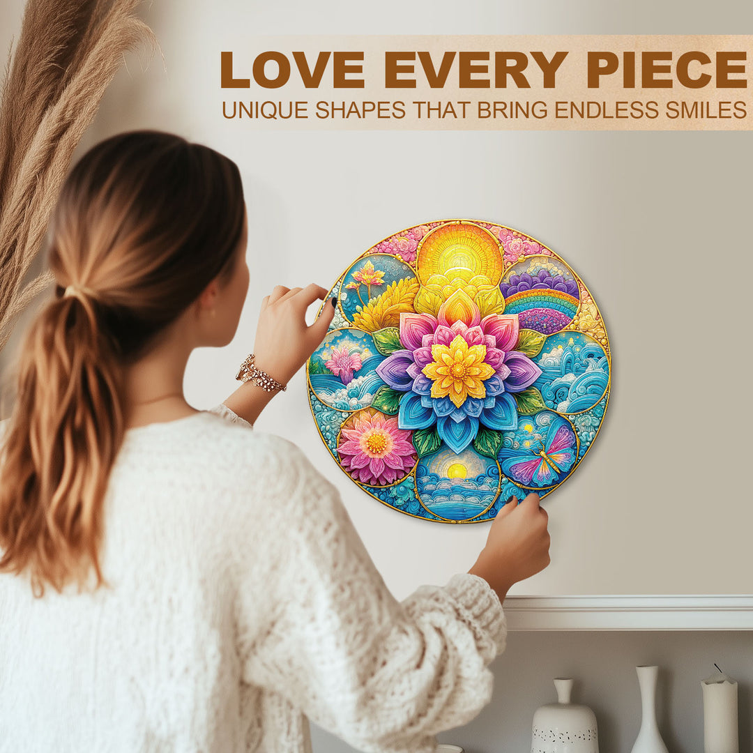 Colorful Mandala Wooden Jigsaw Puzzle