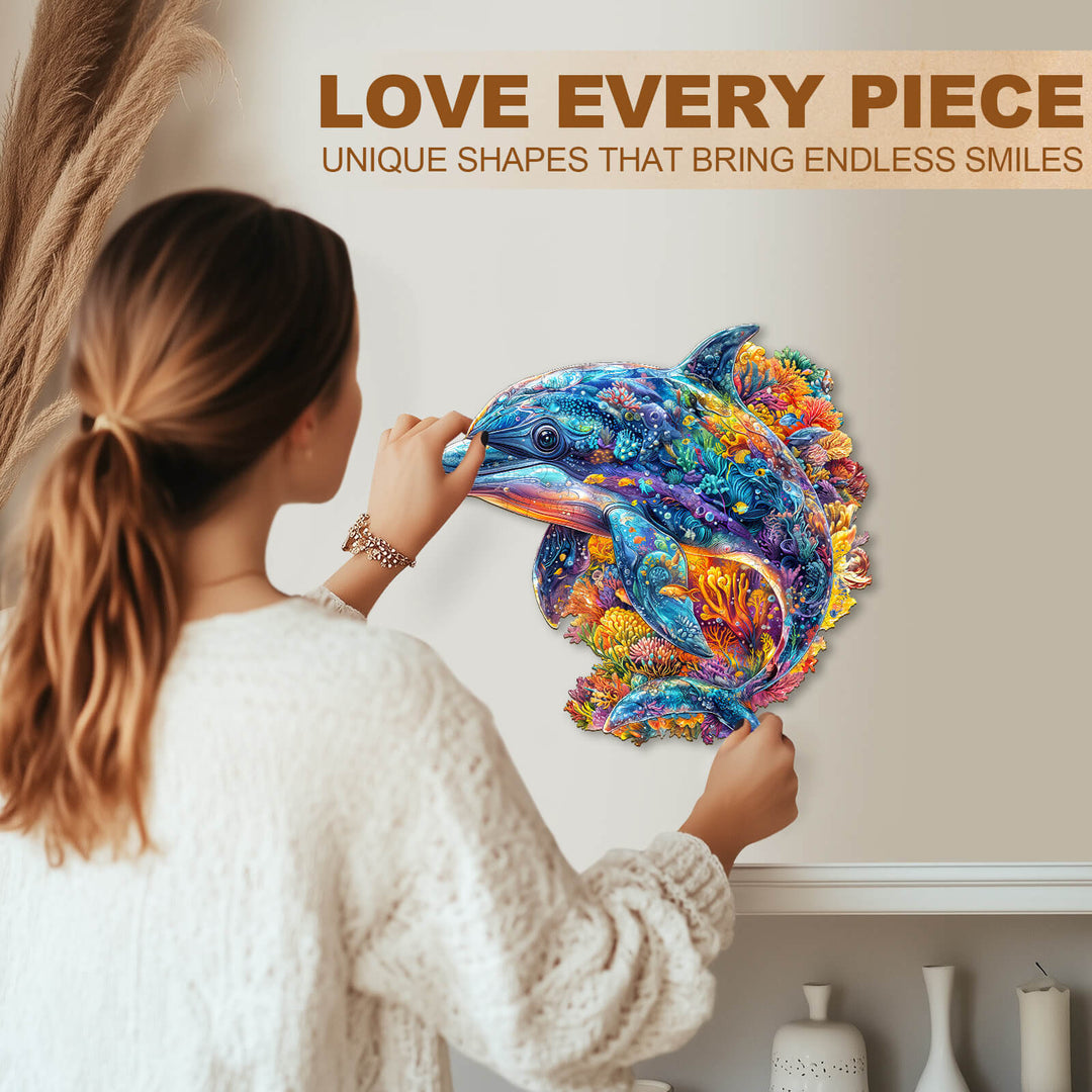 Bubble dolphin Wooden Jigsaw Puzzle