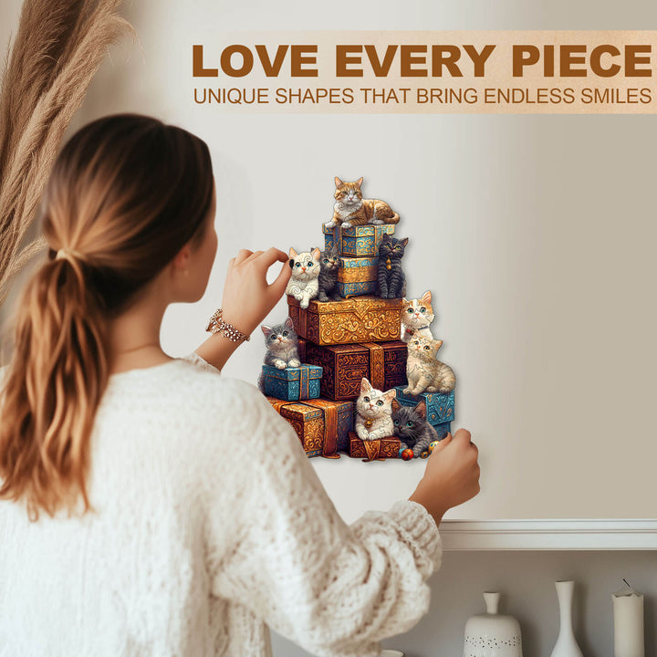 Gifts and cats Wooden Jigsaw Puzzle