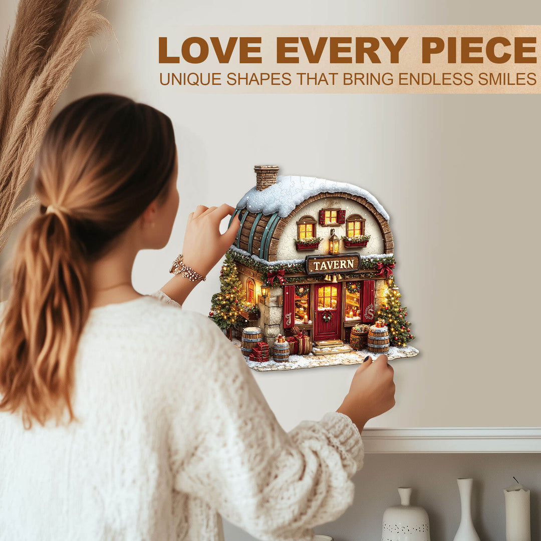 Christmas Tavern Wooden Jigsaw Puzzle