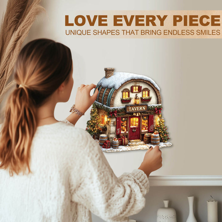 Christmas Tavern Wooden Jigsaw Puzzle