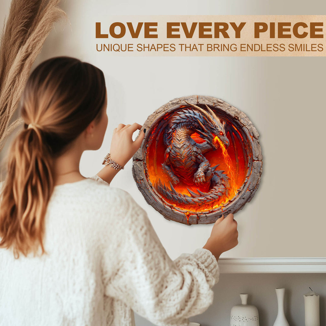 Elements Fire Dragon Wooden Jigsaw Puzzle