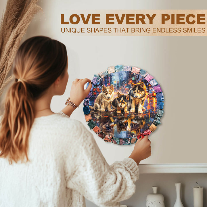 Gray wolf —My wish Wooden Jigsaw Puzzle