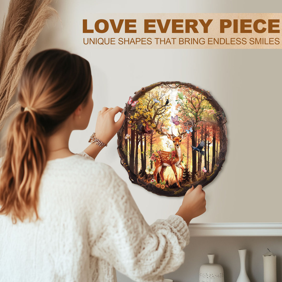 Elf Deer Wooden Jigsaw Puzzle