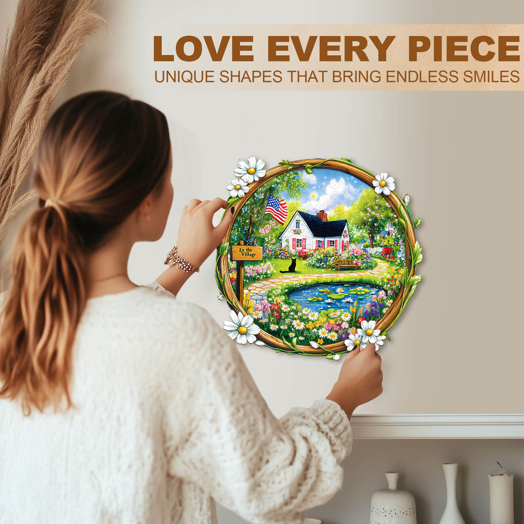 In the Village Wooden Jigsaw Puzzle