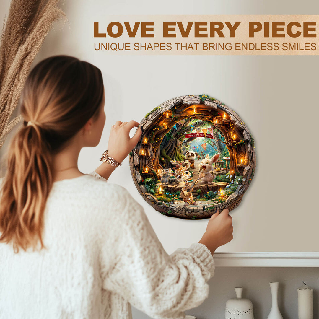 Animal party-2 Wooden Jigsaw Puzzle