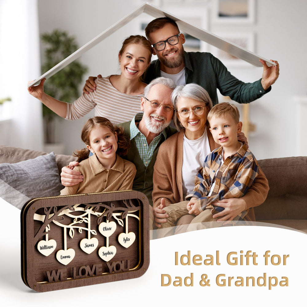Personalized family tree artwork gift for Dad and Grandpa with family names, celebrating family love and connection.