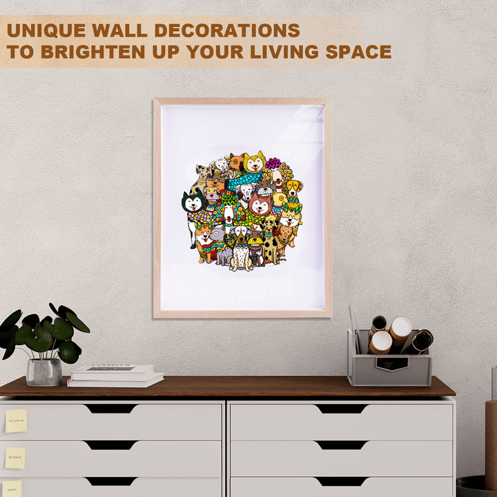 Colorful wall art featuring a variety of cute animals, perfect for brightening up any living space.