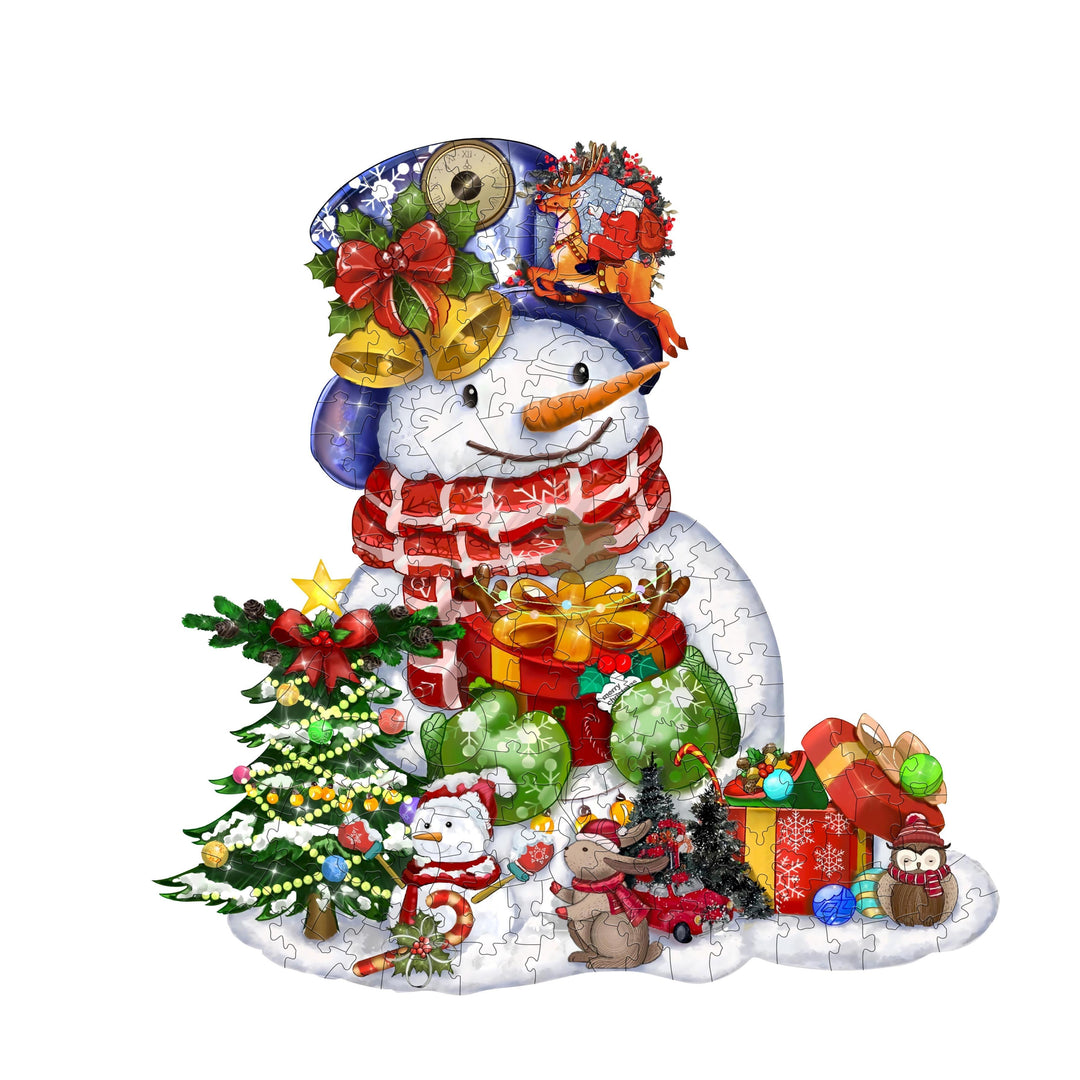Christmas Snowman Wooden Jigsaw Puzzle-Woodbests