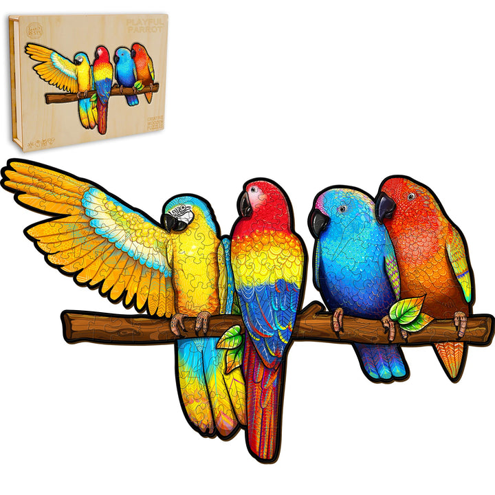 Playful Parrot Wooden Jigsaw Puzzle