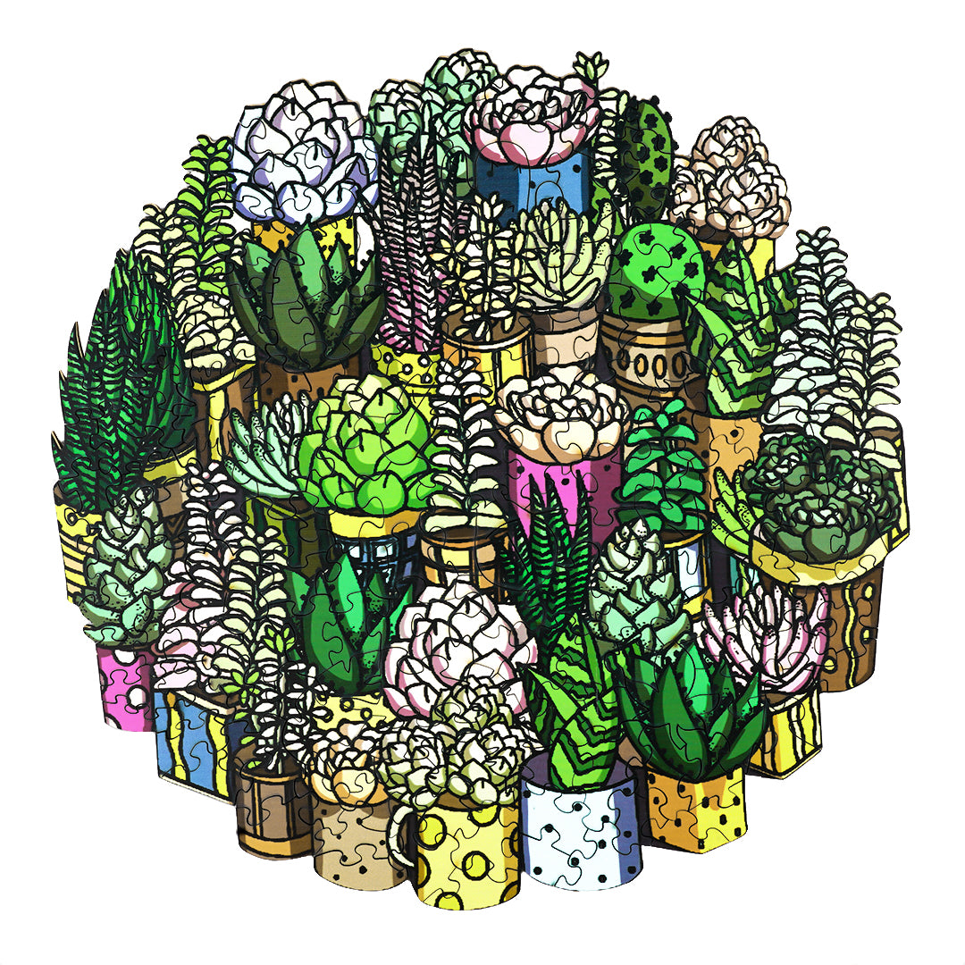 Succulent Plant Wooden Jigsaw Puzzle