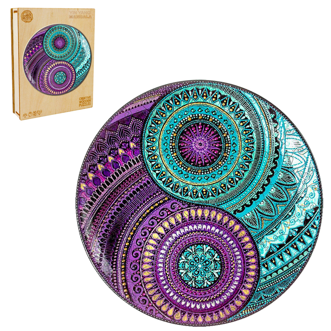 Yin Yang Mandala Wooden Jigsaw Puzzle