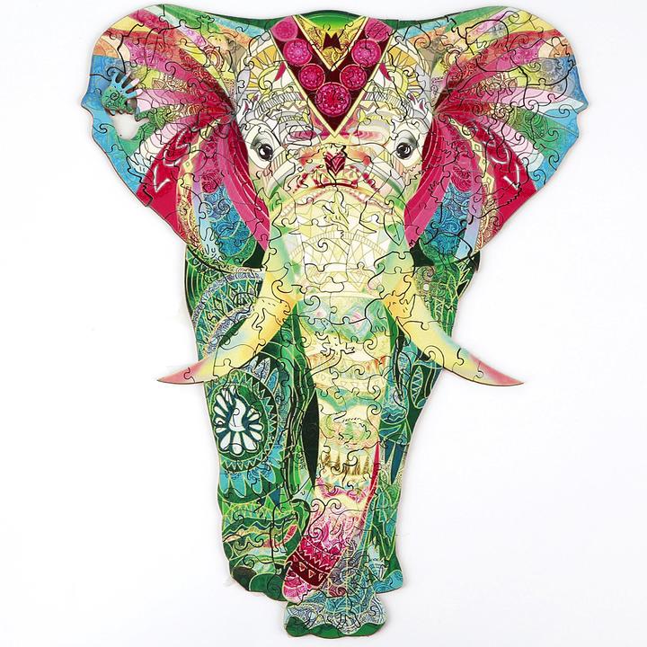 Coloured Elephant Wooden Jigsaw Puzzle