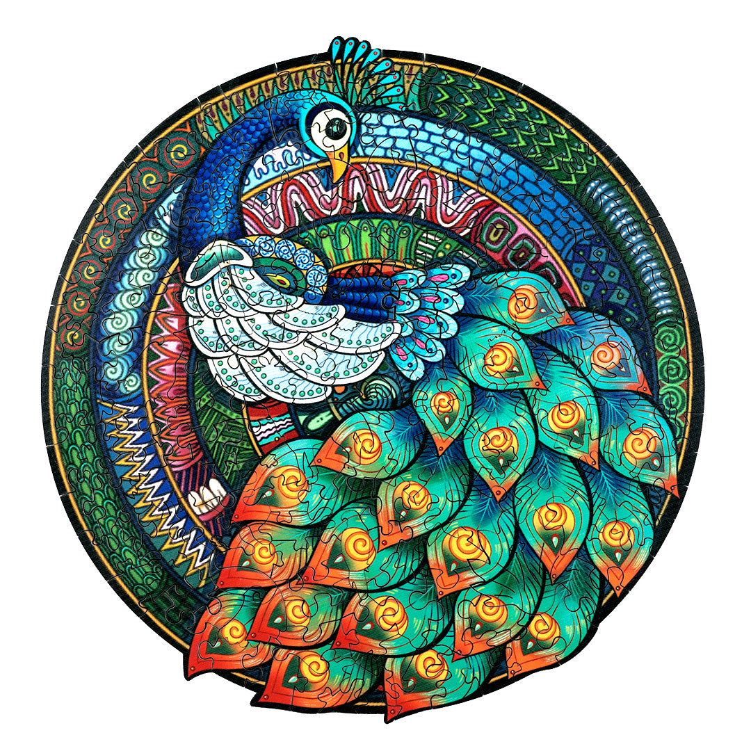 Elegant Peacock Wooden Jigsaw Puzzle - Woodbests